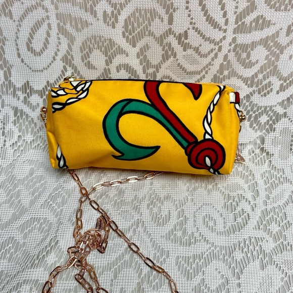 Christian Dior Yellow Abstract Canvas Cosmetic Pouch- Crossbody 6in x 3in x 2in - Picture 6 of 12